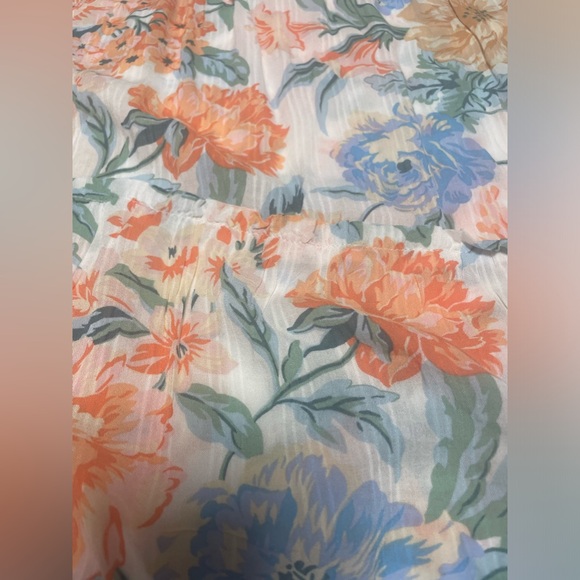 LOFT Sleeveless Peach Floral Tiered  Midi Dress Womens Medium Petite - Picture 8 of 9